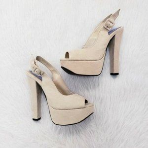 NWT Luichiny Peep Toe Sling Back Heels